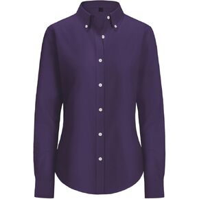 siliteelon Fitted Button Down Shirts for Women Oxford Shirt Cotton Dress Shirts Collared Long Sleeve Wrinkle Free Blouse Tops