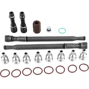 High Pressure Oil Rail Repair Kit Updated Stand Pipe Dummy Plugs W302908 6E7Z 9A332A Stand Pipe 3C3Z 9K042 A Rail Plug W302675 CVC O Ring Fuel Rail Ball Tube for Ford E350/450 6.0L