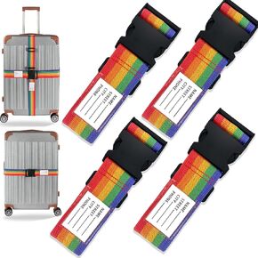 4 Pack Luggage Straps for Suitcases Straps Suitcase Belts, Adjustable Packing Belts for Suitcases Packing Belts Travel Accessorie