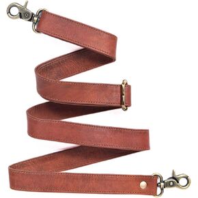 Genuine Brown Leather Purse Straps Replacement Crossbody - 60-inch Long Thin Adjustable Shoulder Straps for Handbags, Purses, Tote, Leather Bags with Gold Metal Swivel Hooks