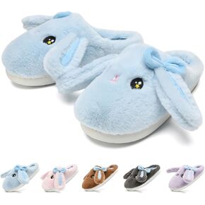 Kids Slippers Boys Girls Bunny Animal Slippers,Cute Bow Plush Funny Cartoon Rabbit Slippers,Comfy Fluffy Fuzzy Pillow Cloud Bedroom House Slippers Little/Big Kids