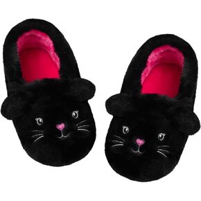 Girls Fluffy Mermaid Star House Slippers Cozy Warm Slip-on Animal House Shoes for Kids Bedroom Indoor Outdoor