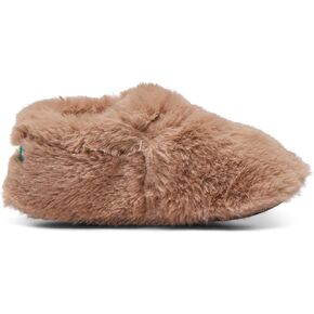 Ten Little Kids Cozy Slippers for Toddler Boys & Girls, Faux-Fur with Warm Fleece Lining, Canvas Gift Bag, Non-Slip Cushioned Bottom, Brown
