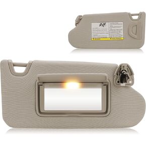 Sun Visor with Vanity Light for 2013-2018 Nissan Altima Without Sunroof, Left Driver Side Beige Sunvisor Replacement 96401-3TA2A