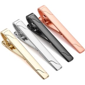 Tie Clips for Men, 4 Pack Elegant Polished Tie Clip Set with Gift Box. Tie Bar Tie Pinch Tie Clasp for Wedding Anniversary and Daily Life, 2.25 IN, Stainless steel, stainless steel