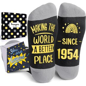 HAPPYPOP 70th Birthday Gifts Ideas for Men Women - 1954 Birthday Gifts for Older Men Best Gifts for 70 Year Old Elderly 70th Birthday Socks with Greeting Card
