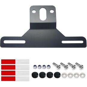 Trailer License Plate Bracket Holder- Black Stainless Steel Metal Car Tag Frame for Truck/RVs/Boats, Universal License Plate Light Mounting Kit with Screw Caps