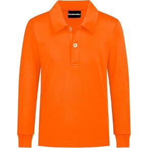 Toddler to Youth Boys' Performance Polo Kids Neon Collared Golf Shirts Long Sleeve School Uniform
