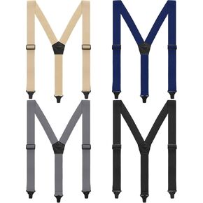 4 Pcs Suspenders for Men Under Clothing Jeans Suit Pants Hidden Suspenders for Men Women Airport Friendly Suspenders One Size Black Beige Gray Suspenders