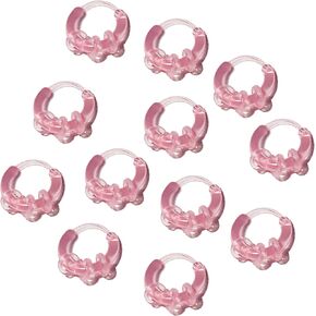 مجموعة حلقات الأذن والأنف البلاستيكية المضادة للحساسية للجنسين، 12 زوجًا، مع حلقات إضافية وإبزيم (أسود) in Kuwait