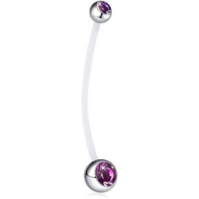 14G Pregnancy Belly Button Rings Clear Long Flexible Bioplast Sport Maternity Navel Retainer CZ Balls Body Piercing 38mm
