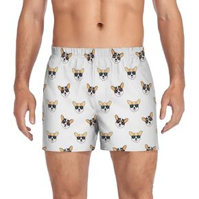 Men's Boxer Shorts Men's Underwear Briefs Casual Boxer Breathable Sport Soft Corgi Dog Face Sunglasses Medium