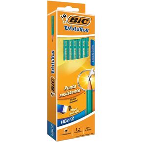 BIC Ecolutions Evolution 655 HB Pencil with Eraser (Pack of 12), Green