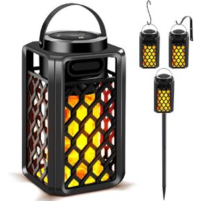 Outdoor Bluetooth Speakers, Tesoorda Waterproof Wireless Bluetooth Speaker with Torch Light, Portable LED Flame Speaker with Loud Sound for Camping Patio Home Decor, Gifts for Couples Dads Moms 2 pack