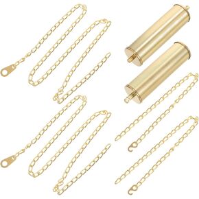 Housoutil Cuckoo Clock Weight Set Golden Metal Cuckoo Clock Weight with Chain Kit Cuckoo Clock Pendulum DIY Clock Mechanism Replacement Part