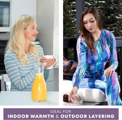 ملابس داخلية حرارية للنساء من روكي، طقم طويل مبطن بالصوف من جونز، قميص وسروال، طبقة أساسية مع سروال داخلي/جزء سفلي للتزلج/البرد الشديد in Kuwait