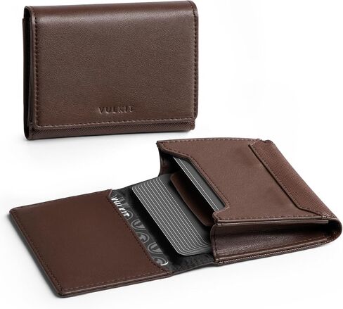 VULKIT Business Card Holder Premium Leather RFID Blocking Card Case With ID Window Magnetic Closure Holds Up to 40 Business Cards in Saudi Arabia