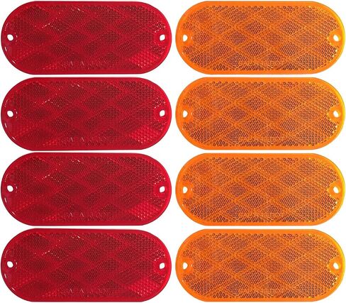 MAXXHAUL 51018 Oval Reflectors 4 Red and 4 Amber Self Adhesive or Drill Mount-DOT 8 pack for Trucks RV's Campers Bike Racks Cargo Carriers 4-3/8 inch x 2 inch x 1/4 inch in Saudi Arabia