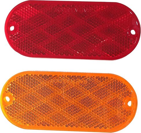 MAXXHAUL 51018 Oval Reflectors 4 Red and 4 Amber Self Adhesive or Drill Mount-DOT 8 pack for Trucks RV's Campers Bike Racks Cargo Carriers 4-3/8 inch x 2 inch x 1/4 inch in Saudi Arabia