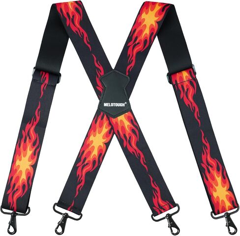 MELOTOUGH Men's Suspender 1.5/2 Inch Wide Suspenders Full Elastic X Back Suspender with Snap Hooks in Kuwait