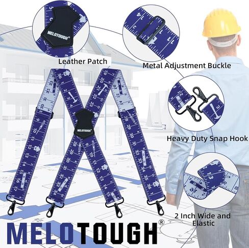 MELOTOUGH Men's Suspender 1.5/2 Inch Wide Suspenders Full Elastic X Back Suspender with Snap Hooks in Kuwait