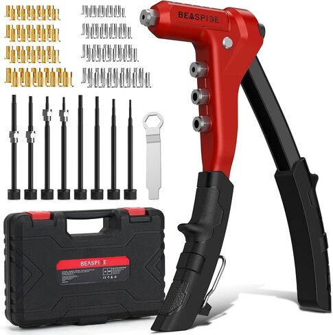Beaspire Rivet Nut Tool Kit, 9.5" Rivnut Tool Kit with 8 Mandrels, Nutsert Tool Kit with 80 Pcs Rivet Nuts Assortment Kit and Rugged Carrying Case,M3,M4 M5,M6,6-32,8-32,10-24,1/4-20 in Kuwait