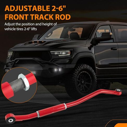 شريط المسار الأمامي 2-6 ''رفع أحمر لدودج رام 2500 3500 2WD 4WD 2003 2004 2005 2006 2007 2008 2009 2010 2011 2012 2013، قضيب مسار قابل للتعديل مع جلبة مطورة in Kuwait