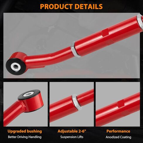 شريط المسار الأمامي 2-6 ''رفع أحمر لدودج رام 2500 3500 2WD 4WD 2003 2004 2005 2006 2007 2008 2009 2010 2011 2012 2013، قضيب مسار قابل للتعديل مع جلبة مطورة in Kuwait