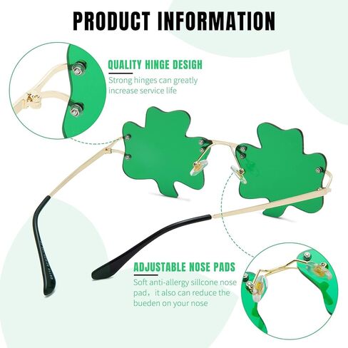 نظارات شمسية Hycredi St. Patrick's Day Irish Shamrock نظارات زي Green Four Leaf Clover Leprechaun in Kuwait