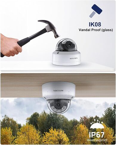 كاميرا VIKYLIN 4K PoE 8MP IP مع صوت/ميكروفون، رؤية ليلية ذكية مزدوجة الألوان كاملة الألوان 98 قدمًا، اكتشاف الإنسان/المركبة بالذكاء الاصطناعي، ON-VIF، H265+، IP67، 120 ديسيبل WDR، MicroSD(512G) in Kuwait
