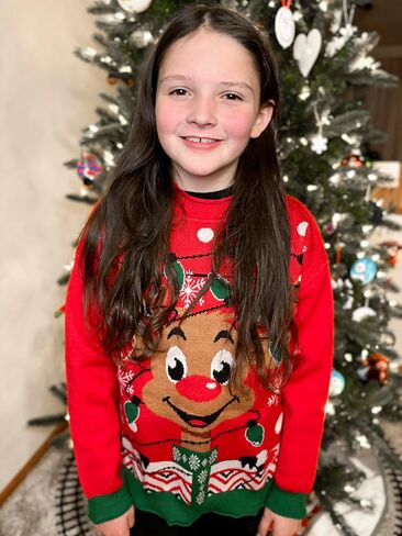 Girls Kids Ugly Christmas Sweater Winter Funny Knitted Xmas Pullover Long Sleeve Top 7-14 Years in Saudi Arabia