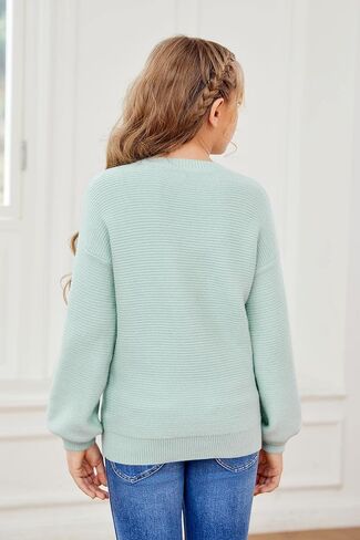 سترات صوفية للفتيات للأطفال بأكمام طويلة وسترات كتف منسدلة كاجوال برقبة قارب متماسكة in Kuwait