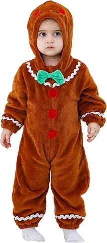 Ayalinggo Baby Gingerbread Man Costume Newborn Infant Christmas Outfit Toddler Kids Ginger Bread Outfit Romper Jumpsuit Hat in Saudi Arabia