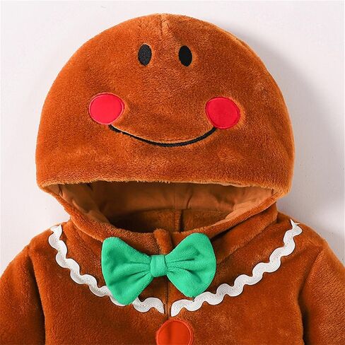 Ayalinggo Baby Gingerbread Man Costume Newborn Infant Christmas Outfit Toddler Kids Ginger Bread Outfit Romper Jumpsuit Hat in Saudi Arabia