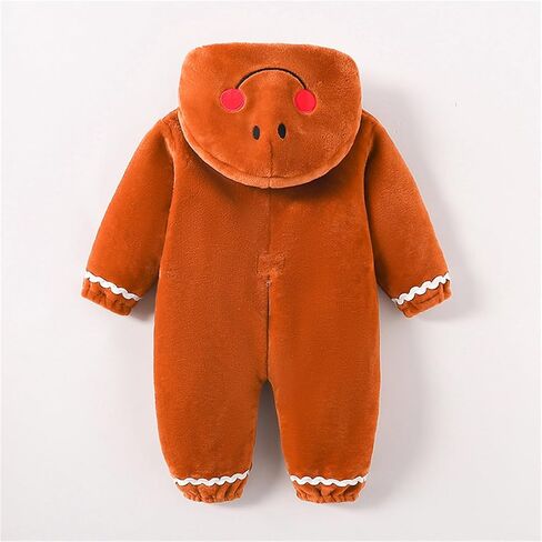 Ayalinggo Baby Gingerbread Man Costume Newborn Infant Christmas Outfit Toddler Kids Ginger Bread Outfit Romper Jumpsuit Hat in Saudi Arabia