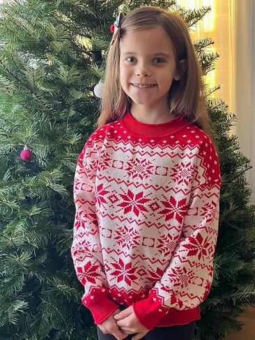 Girls Kids Ugly Christmas Sweater Winter Funny Knitted Xmas Pullover Long Sleeve Top 7-14 Years in Saudi Arabia