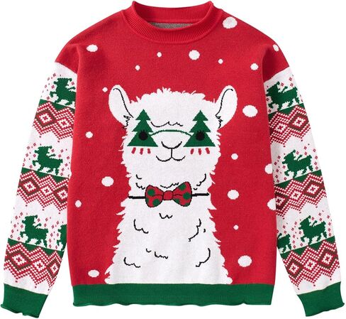 سترة عيد الميلاد القبيحة للفتيات والأطفال، بلوفر شتوي محبوك مضحك لعيد الميلاد بأكمام طويلة من 7 إلى 14 عامًا in Kuwait