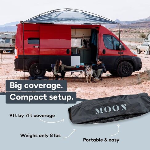 مظلة MoonShade XL المحمولة، تغطية ظل كبيرة مقاس 30.48 سم × 22.86 سم، مظلة خفيفة الوزن للشاحنات وسيارات الدفع الرباعي والشاحنات والمعسكرات والإعدادات الأكبر (أزرق الظل XL) in Saudi Arabia