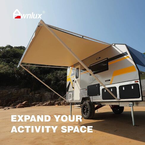 AWNLUX-RV Awning Fabric Replacement - Heavy Duty Weatherproof 4-Ply Vinyl Camper Awning Fabric - Universal Outdoor Canopy for Camper, Trailer, and Motorhome Awnings - Solid Black - 19' (Fabric 18'2") in Saudi Arabia