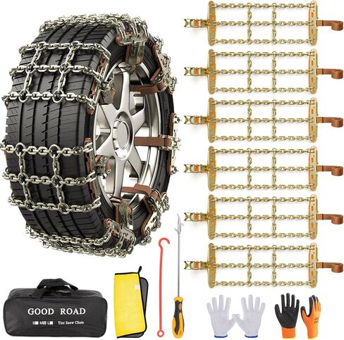 AutoChoice Emergency Snow Chains, Tire Chains with Thickened Manganese Steel for Car Truck SUV in Ice, Sand and Mud(6 Packs, Tire Width 235-285mm) in Saudi Arabia
