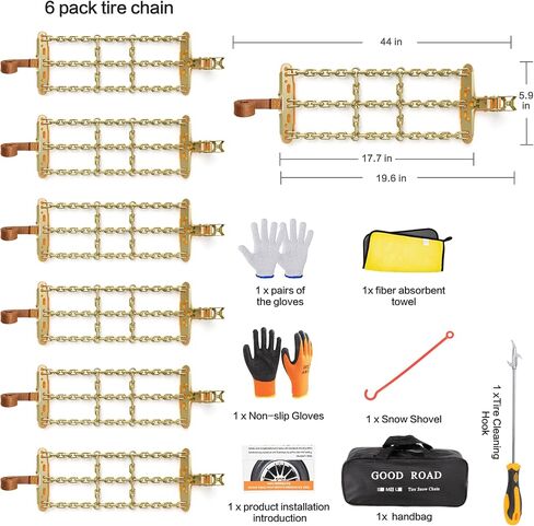 AutoChoice Emergency Snow Chains, Tire Chains with Thickened Manganese Steel for Car Truck SUV in Ice, Sand and Mud(6 Packs, Tire Width 235-285mm) in Saudi Arabia