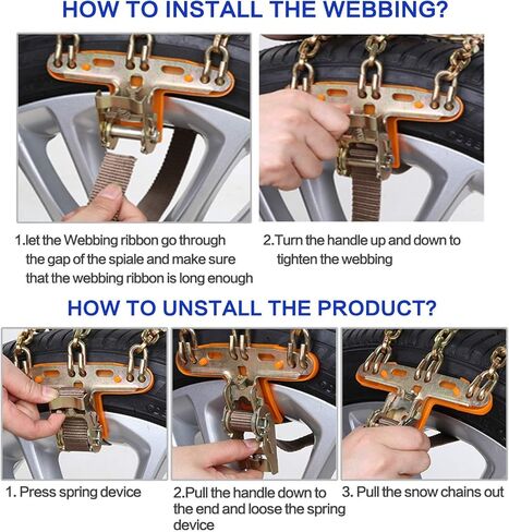 AutoChoice Emergency Snow Chains, Tire Chains with Thickened Manganese Steel for Car Truck SUV in Ice, Sand and Mud(6 Packs, Tire Width 235-285mm) in Saudi Arabia