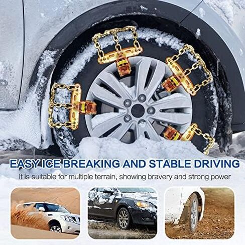 AutoChoice Emergency Snow Chains, Tire Chains with Thickened Manganese Steel for Car Truck SUV in Ice, Sand and Mud(6 Packs, Tire Width 235-285mm) in Saudi Arabia