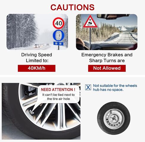 AutoChoice Emergency Snow Chains, Tire Chains with Thickened Manganese Steel for Car Truck SUV in Ice, Sand and Mud(6 Packs, Tire Width 235-285mm) in Saudi Arabia