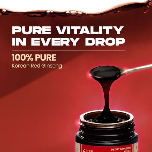 Korean Red Ginseng Extract 50g Jar | Health Supplement, Ginseng Tea | Energy Boost,Stamina, Blood Circulation, Immune Support | 100% Korean Red Ginseng Extract | Vegan Friendly | 50g in Kuwait