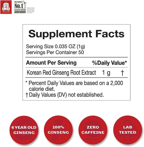 Korean Red Ginseng Extract 50g Jar | Health Supplement, Ginseng Tea | Energy Boost,Stamina, Blood Circulation, Immune Support | 100% Korean Red Ginseng Extract | Vegan Friendly | 50g in Kuwait