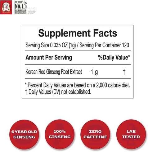 Korean Red Ginseng Extract 50g Jar | Health Supplement, Ginseng Tea | Energy Boost,Stamina, Blood Circulation, Immune Support | 100% Korean Red Ginseng Extract | Vegan Friendly | 50g in Kuwait