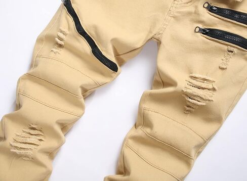Boy's Stylish Moto Biker Ripped Distressed Skinny Fit Stretch Fashion Denim Jeans in Saudi Arabia