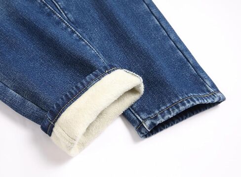 Boy's Fleece Lined Jeans Winter Skinny Fit Thicken Thermal Warm Comfy Denim Pants in Kuwait