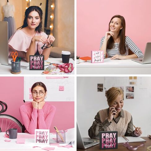 Pink Office Desk Accessories Decor Sign, Pink Dorm Room Decor for Women, Pink Bathroom Decor, Inspirational Christian Gifts for Women Boss, Pray on it Wooden Sign Bible Verse Wall Art Decor in Kuwait